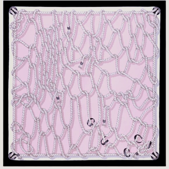 New Gucci Scarf GG Logo Ropes Print Nautical Style Silk Wrap - Picture 1 of 16